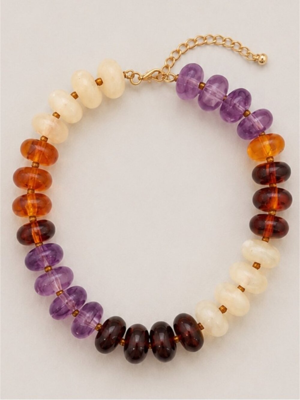 New! Amber Purple Colorblock Beaded Fall Necklace NWOT